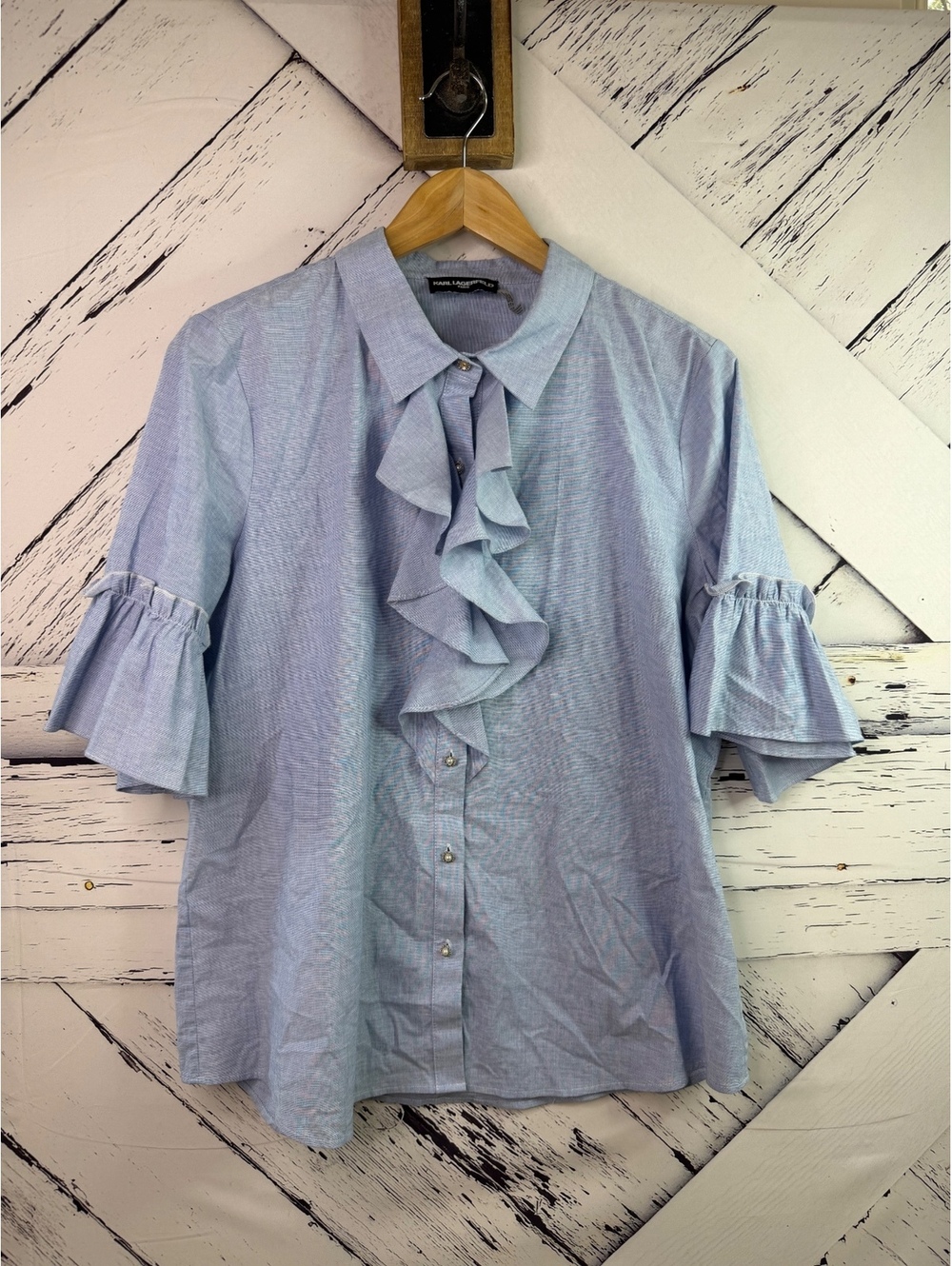 Karl Lagerfeld Paris Boho Whimsy Ruffle Front Blouse Women’s XL